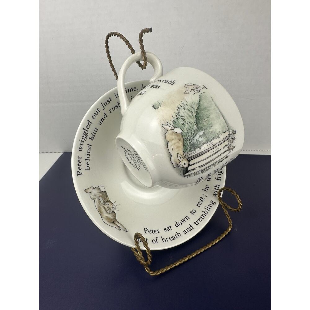 Wedgwood Peter Rabbit Cup & Saucer UK Engraved Antique